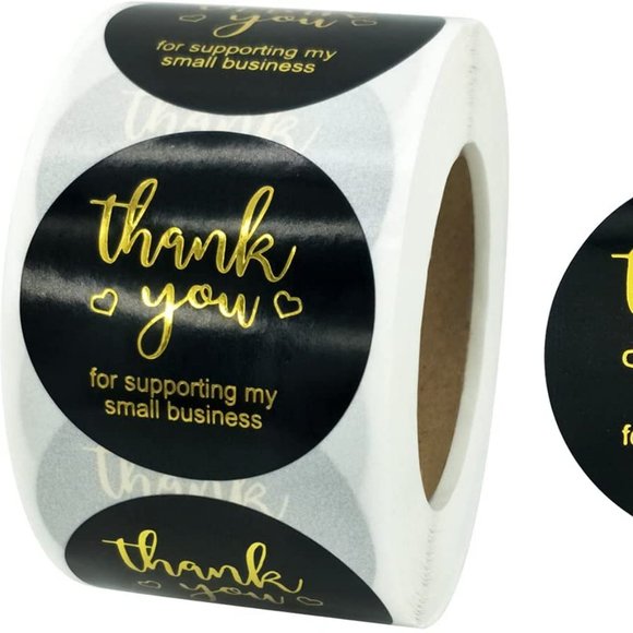 3/$15 -NEW 50 count Thank You Kraft Stickers 1.5"  OFFICE SUPPORT SMALL BUSINESS - Picture 3 of 5